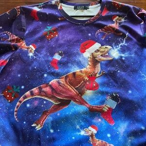 SSLR Men's Purple Santa T-Rex Holiday Sweatshirt